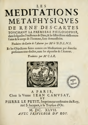 Couverture de Descartes - Méditations métaphysiques ed 1647